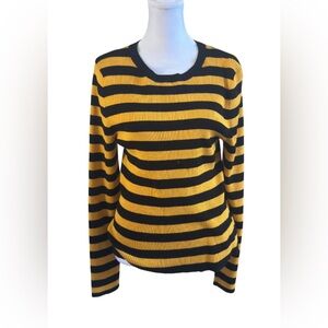 Forever 21 Black and Gold Striped Long Sleeve